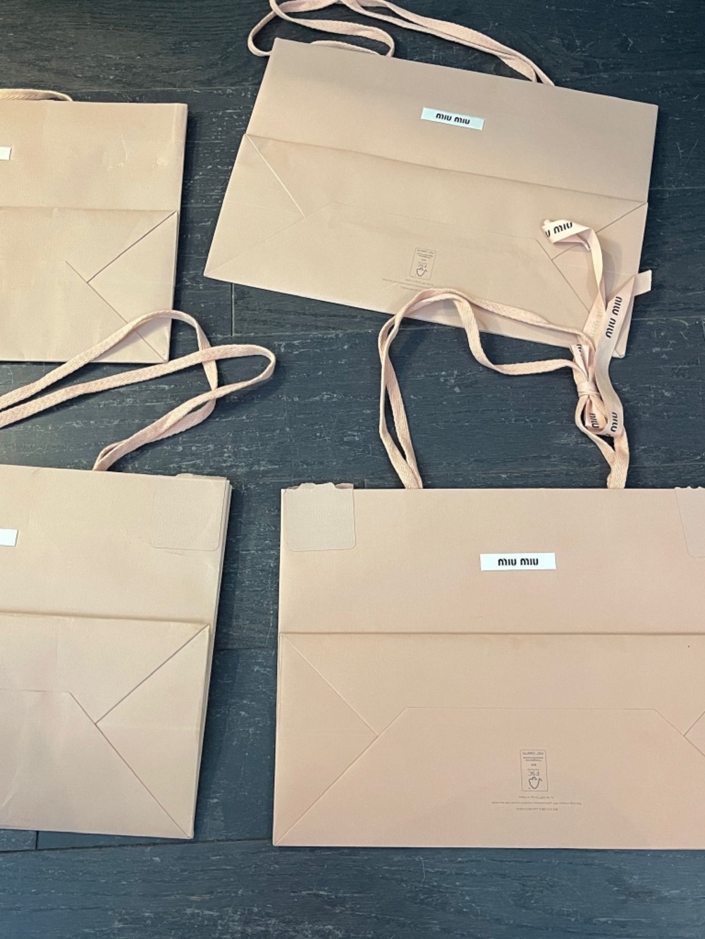 Lot of 4 Miu Miu pink empty shopping bags with ribbon cards and tag - Picture 11 of 11